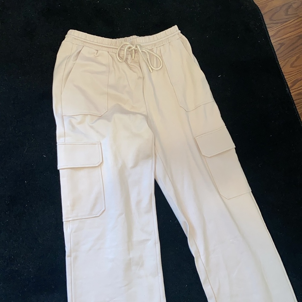 High Waist Straight Leg Cargo Pants Tan - XL - Picture 6 of 8